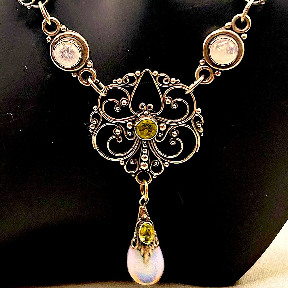 Vintage artisan crafted gemstone necklace